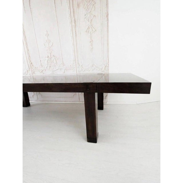 Monumental Minimalist Extendable Dining Table in High-Gloss Ebonized Hardwood For Sale - Image 4 of 11