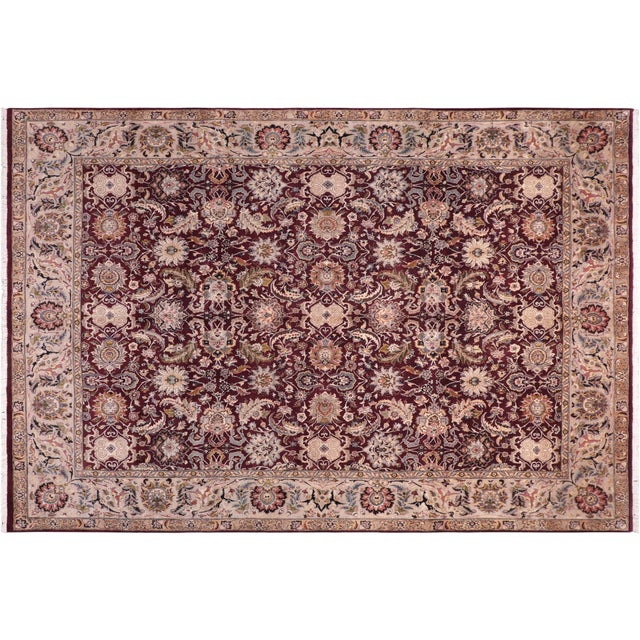 Wine Art Nouveau 1990's Agra Pak-Persian Red/Grey Wool Rug - 8'4'' X 10'4'' For Sale - Image 8 of 9