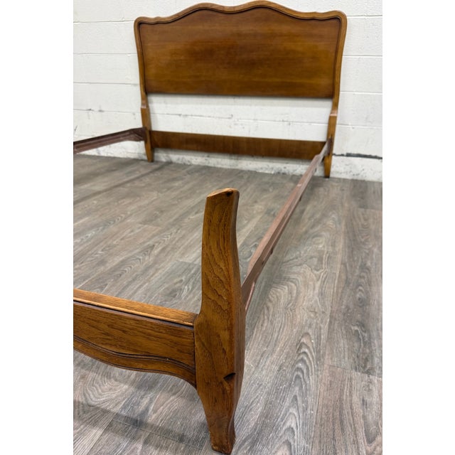Wood Vintage Full Size French Provincial Solid Oak Bed For Sale - Image 7 of 15