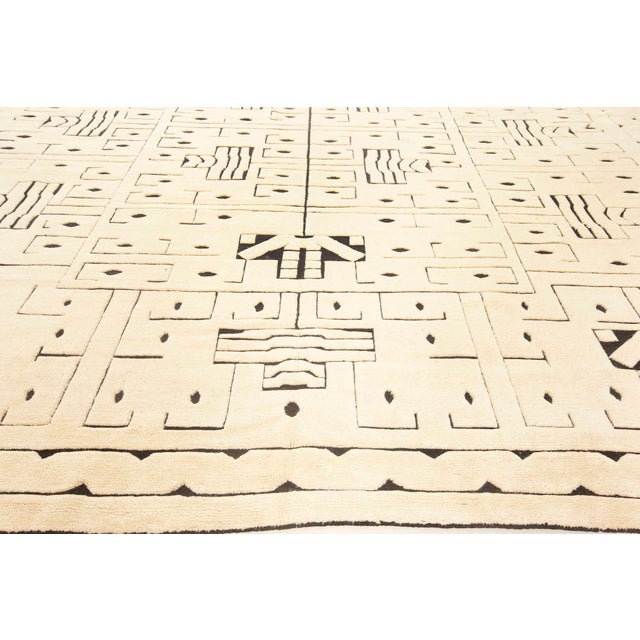 Early 21st Century Contemporary Scandinavian Beige Carpet "Skvattram" by Doris Leslie Blau For Sale - Image 5 of 9