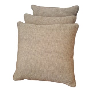 Contemporary Taupe Matching Throw Pillows - Set of 3 For Sale