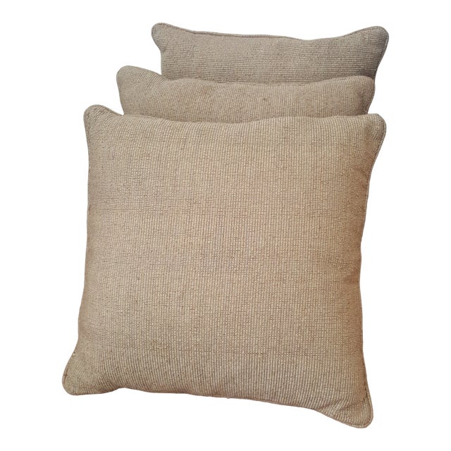 Contemporary Taupe Matching Throw Pillows - Set of 3 For Sale