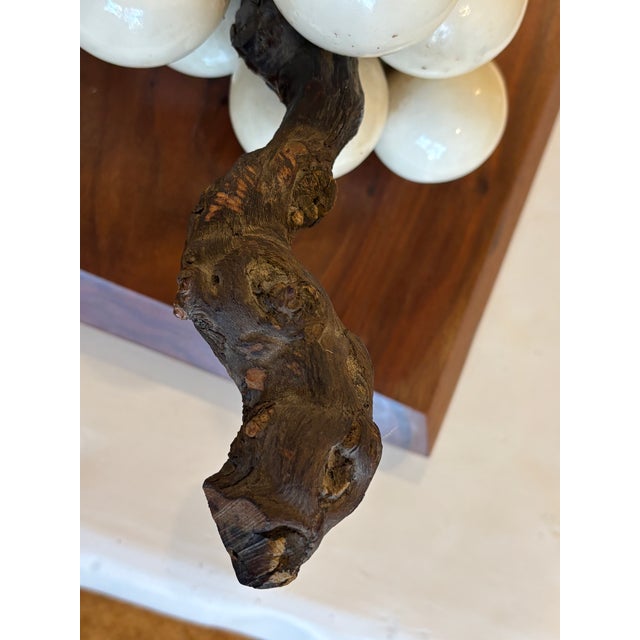 Large Scale Mid-Century Grape Cluster Sculpture Mounted to Wood Base For Sale - Image 4 of 18