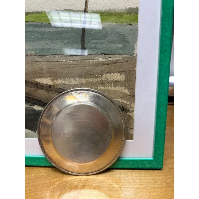 Large Coastal Vintage Watercolor Painting of a Pier Waterfront Landscape "End of the Pier", Newly Framed For Sale - Image 4 of 9