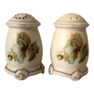 Antique Art Nouveau Silesia "Old Ivory" Pattern Salt & Pepper Shakers- a Pair