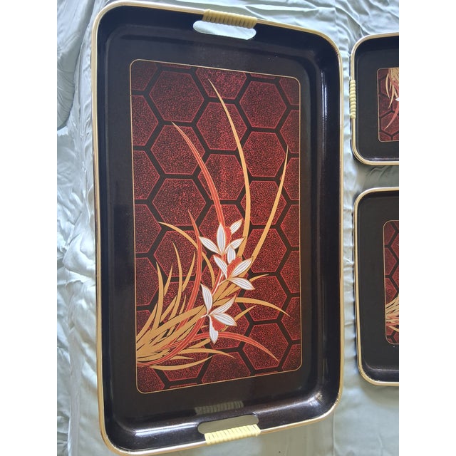 Vintage Japanese Style Serving Trays - A Set For Sale - Image 9 of 12