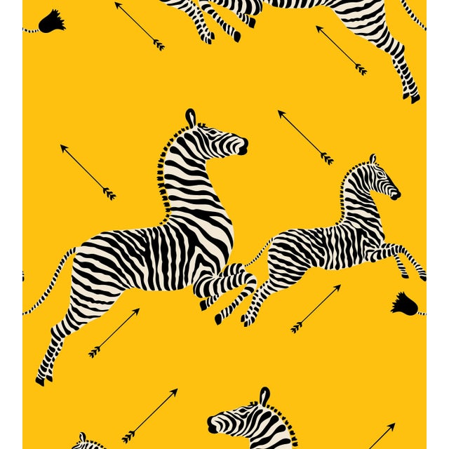 Sample - The House of Scalamandré Zebras Wallcovering, Yellow For Sale