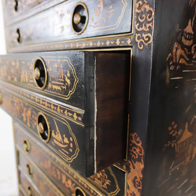 Black Rare and Unique Italian Six-Drawer Chest. For Sale - Image 8 of 12