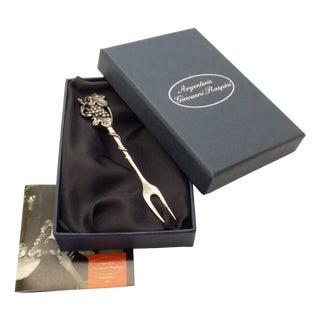 Vintage Italian Handmade Genuine Silver Cocktail Fork with Grape by Raspini Gioielli, 1990s For Sale
