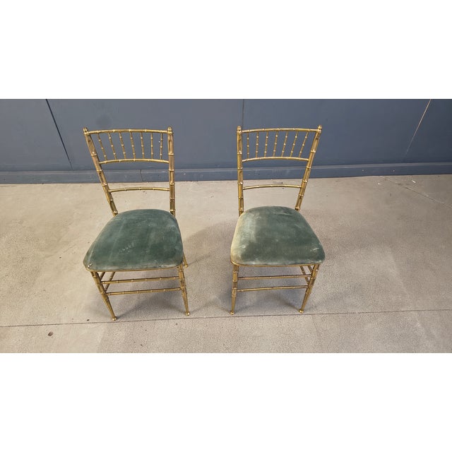 Brass Faux Bamboo Chairs, 1960s, Set of 2 For Sale - Image 12 of 13