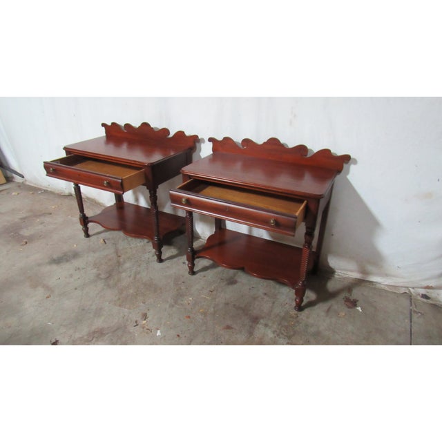 Wood 1980s Pair Rare Lexington Nightstands Tables Cherry Amazing For Sale - Image 7 of 10