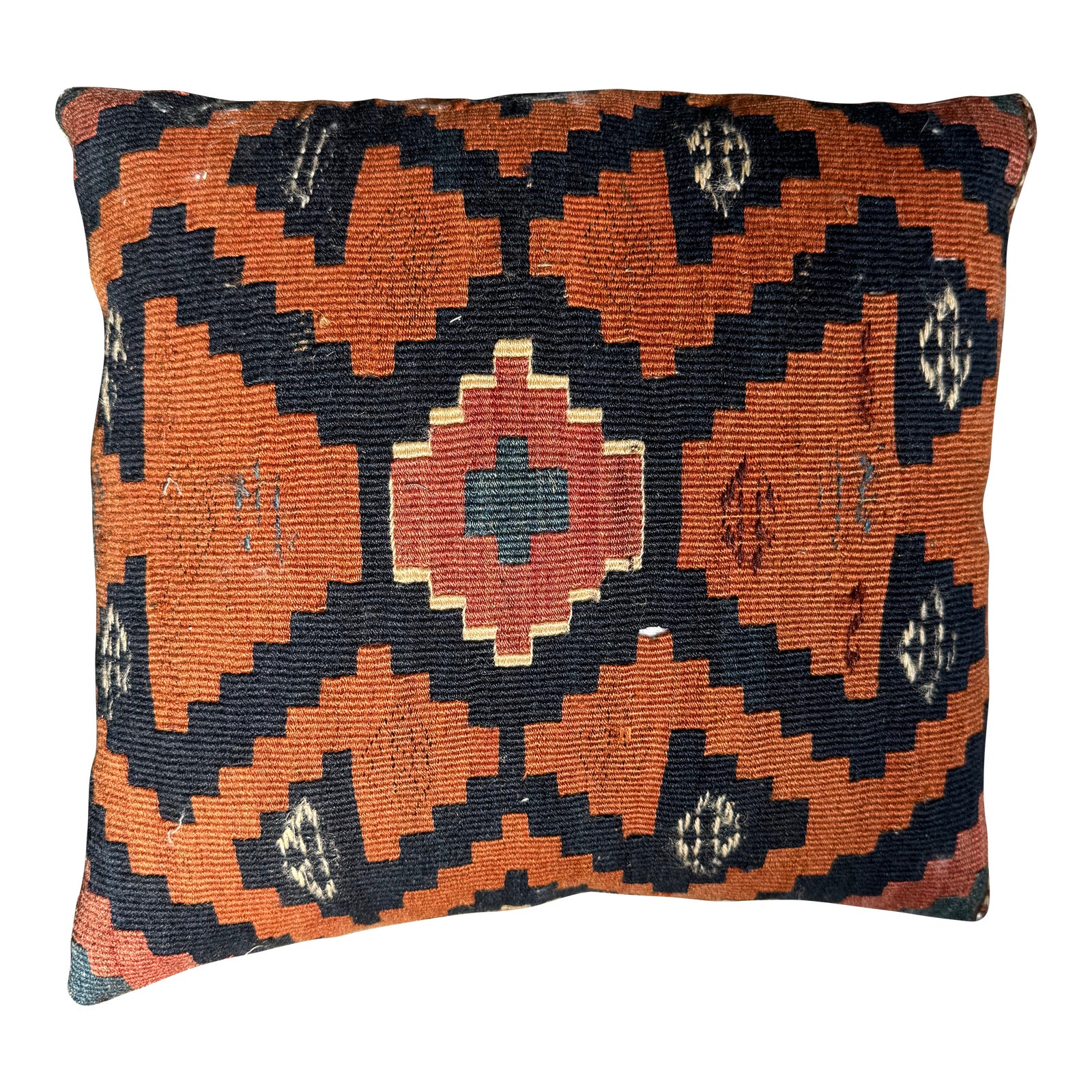 Rust and Black Throw Pillow Made From 19th Century Handwoven Wool ...