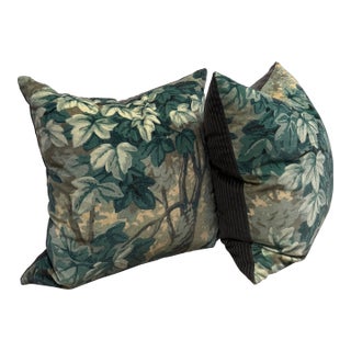 Pair of Pillows, Zoffany Richmand Park Evergreen Velvet For Sale