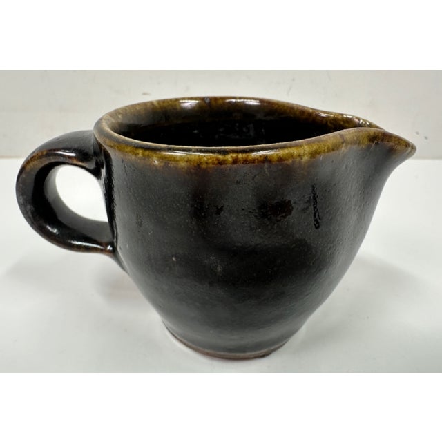 Black Original Studio Pottery Cup With Spout Vintage 1964 2.5"h - Atsuya Hamada (1932-1986, Japanese) Son of Shoji Hamada For Sale - Image 8 of 9