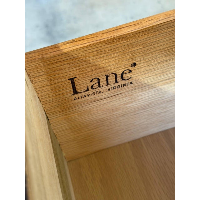Lane Oak Credenza Brutalist Wooden Sideboard Large Storage Mid-Century Modern 1970s For Sale - Image 10 of 10