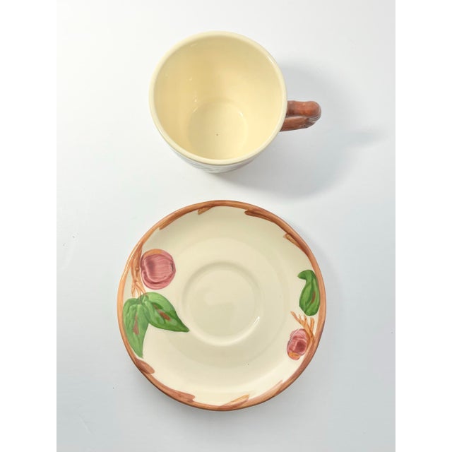 Franciscan China 1970s Franciscan “Apple” Set of 9 Earthenware Tea Cups & Saucers For Sale - Image 4 of 8