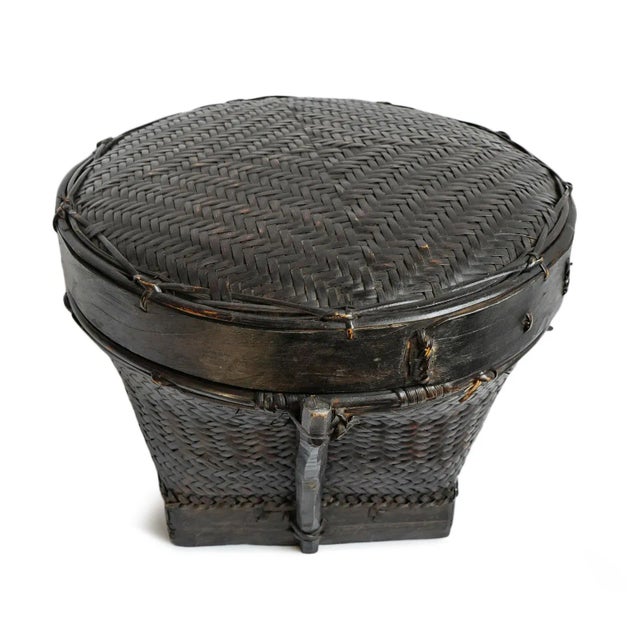 Contemporary Vintage Akha Thai Round Basket For Sale - Image 3 of 7