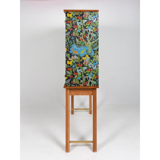 Brass Beautiful Ivy Cabinet, Cherry, Brass, Josef Frank 'Paradiset' Wallpaper For Sale - Image 8 of 12
