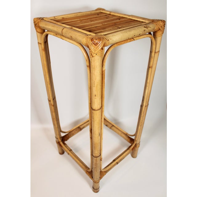 1960s Vintage Boho Chic Bamboo Plant Stand / Side Table For Sale In Tulsa - Image 6 of 12
