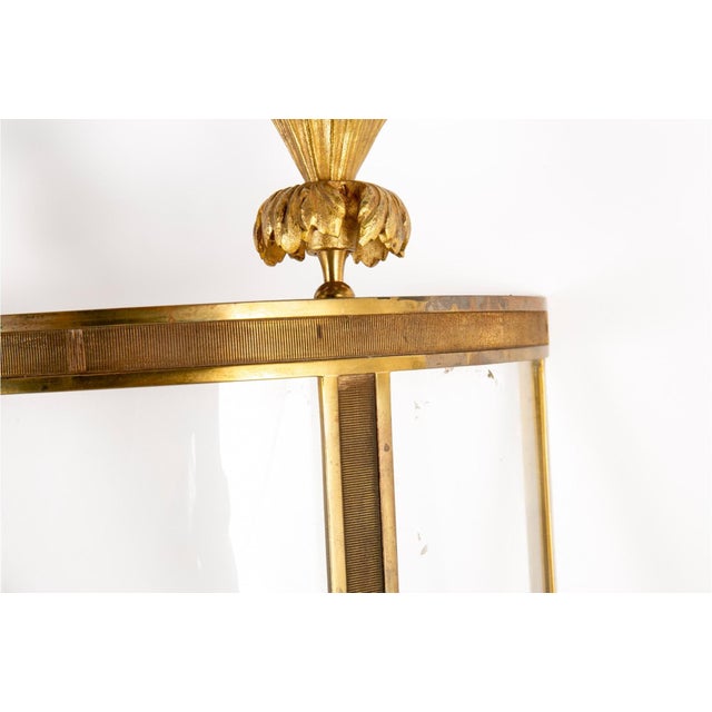 Vintage Glass and Brass Three Light Wall Sconce For Sale - Image 4 of 9