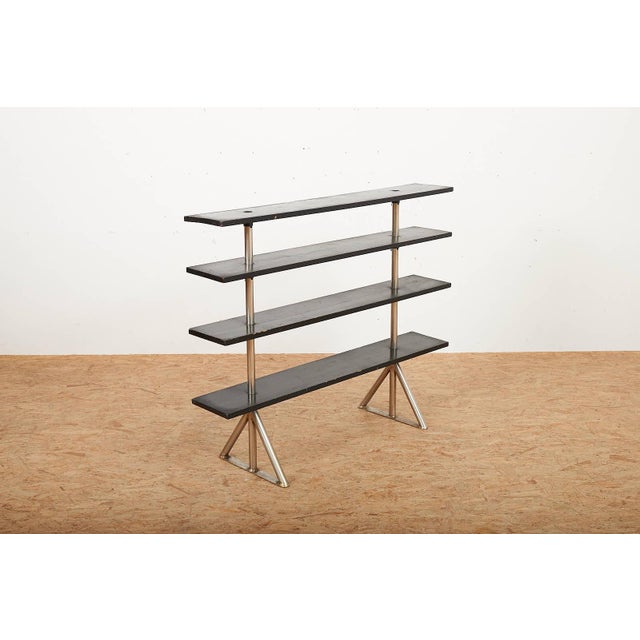 Freestanding Shelving Unit in Nickel-Plated Steel Tube Frame and Wood Shelves, 1930s For Sale - Image 11 of 17