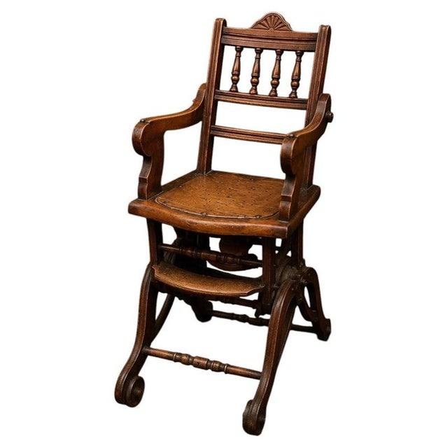 An exceptional and increasingly rare Victorian transforming child’s high chair, dating to the late 19th century and...