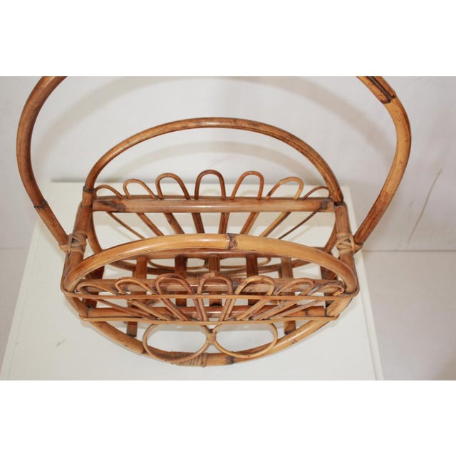 Wicker and Bamboo Porta Magazine Rack, 1960s For Sale - Image 10 of 16