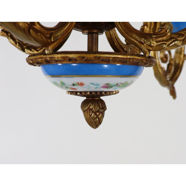 19th Century French Louis XV Style Sevres Porcelain Chandelier With Gilt Bronze For Sale - Image 10 of 12