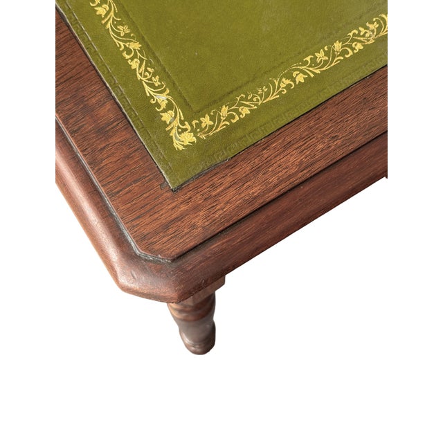 English Diminutive Writing Table or Desk of Walnut With Inset Leather Top For Sale - Image 10 of 14