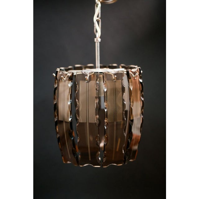 Metal Vintage Italian Murano Glass Pendant Lamp from Veca, - 1970s For Sale - Image 7 of 10