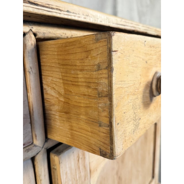 Wood Antique English Deep Pine Dresser or Sideboard W/ Six Bun Feet | Circa 1890 For Sale - Image 7 of 18