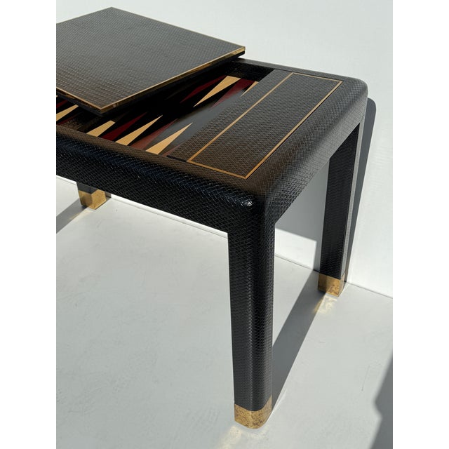 1980s Embossed Leather Game Table or Desk For Sale In Los Angeles - Image 6 of 12