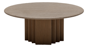 Mid-Century Modern Coffee Table in Oak and Travertine, 1970s