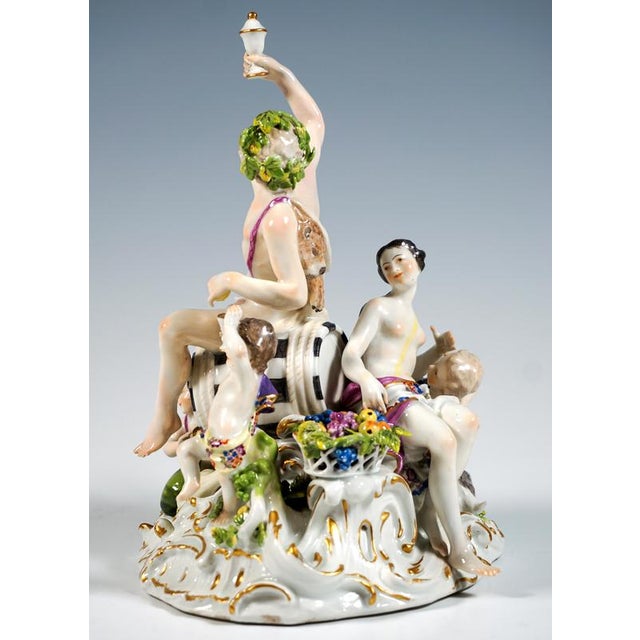 Porcelain Bacchanal with Wine Barrel by Kaendler & Meyer for Meissen, 1760 For Sale - Image 4 of 11