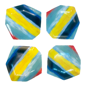 1990s Diane Von Furstenberg Hexagonal "Power Stripe" Dessert Plates - Set of 4