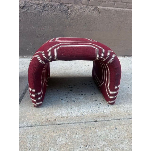Hollywood Regency Late 20th Century Sculptural Waterfall Ottomans, Inspired by Karl Springer, in Rich Burgundy Designer Fabric - Set of 2 For Sale - Image 3 of 9