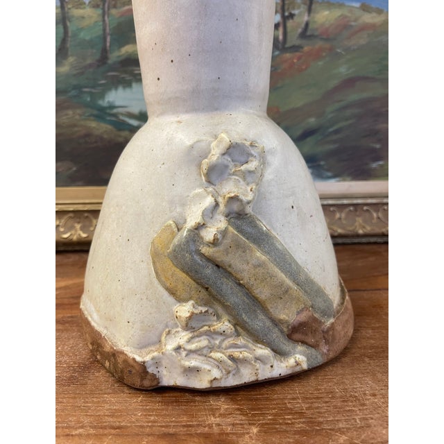 Vintage Studio Pottery Sculptural Vase With Applied Relief and Earth-Tone Glaze For Sale - Image 9 of 11