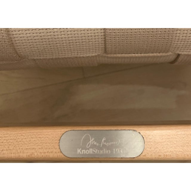 Jens Risom Knoll Risom Lounge Chair WIth Flax Webbing and Clear Maple Finished The Risom Lounge Chair by Knoll was...