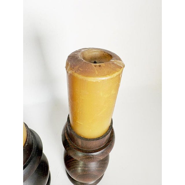 20th Century Brown Wooden Candlesticks, France, Set of 2 For Sale - Image 6 of 11