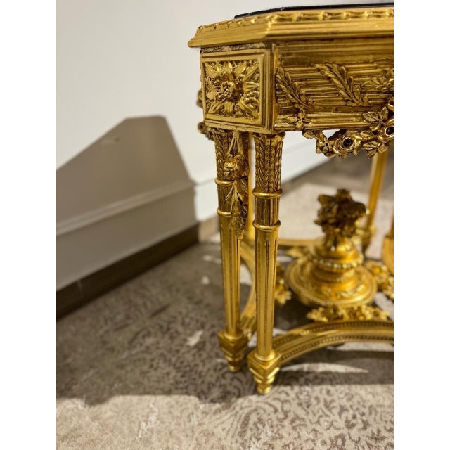 Vintage Handmade Louis XV Giltwood Marble Top Side Table - Set of 2 For Sale In Orlando - Image 6 of 8