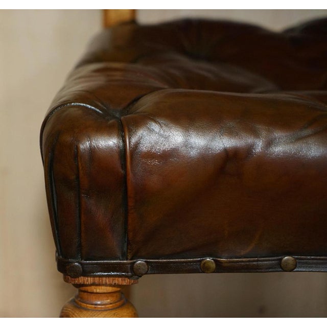 Wood Antique Regency Brown Leather & Oak Chesterfield Desk Chair, 1820s For Sale - Image 7 of 18