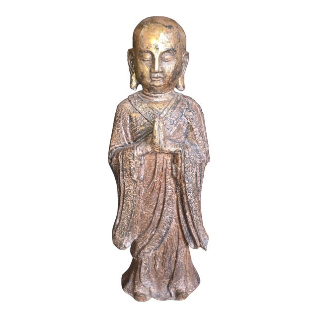 Buddhist Diety Statue With Gilt Finish For Sale