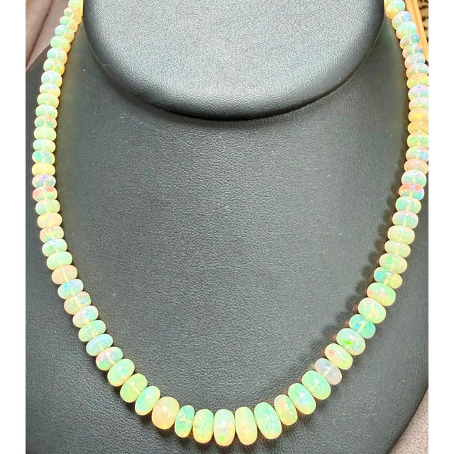 2020s Natural 100Ct Ethiopian Opal Bead Single Strand Necklace 5 to 9mm , Silver Clasp For Sale - Image 5 of 8