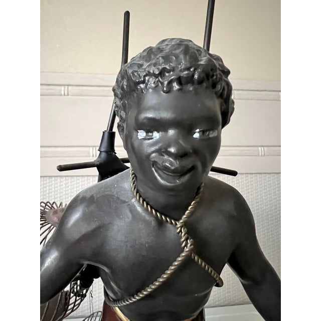 Figurative Vintage Nubian Blackamoor Bird Seller Statue by Petites Choses For Sale - Image 3 of 9
