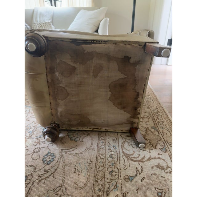 Animal Skin Vintage Tufted Leather Fireside Chair, French, Circa 1950s For Sale - Image 7 of 8