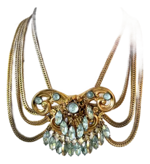 Stunning Art Deco and Gold Fill and Rhinestone Necklace