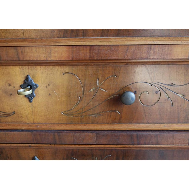 Brown Antique 19th Century Walnut Chest of Drawers, 1890s For Sale - Image 8 of 10