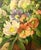 Wood Semi Antique Oil on Linen Board Floral Painting in Ornate Gold Frame For Sale - Image 7 of 9