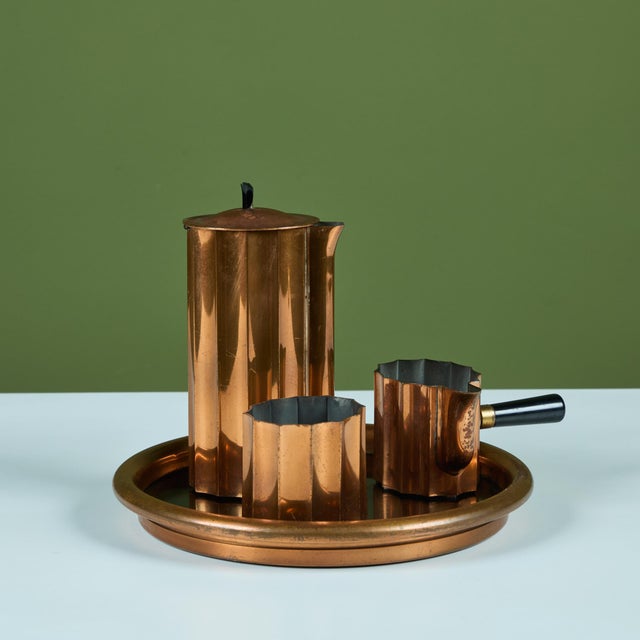 1930s Three-Piece Tea Set With Tray by Walter Von Nessen for Chase For Sale - Image 5 of 12