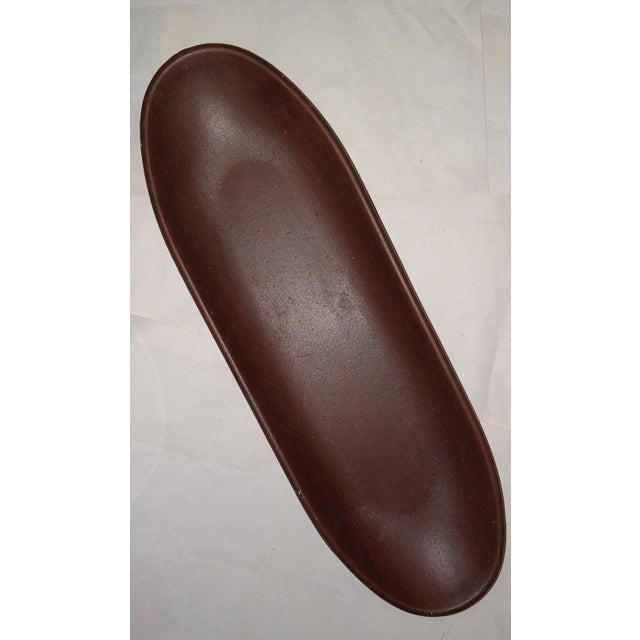 African Minimalist Chic Oval Low Fruit Accent Platter in Dark Brown For Sale - Image 3 of 7